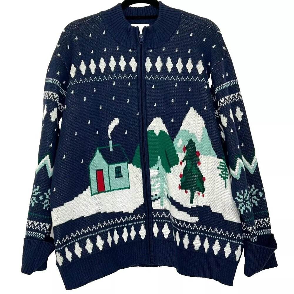 Coldwater Creek Alpine Skies Sweater Jacket size Petite XL NWT